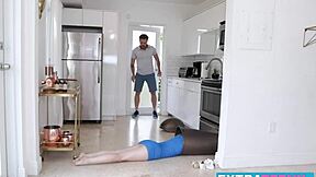 young bambi black gets nailed hard by a big cock before a facial