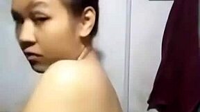 Khmer girl caught showering in candid video moment