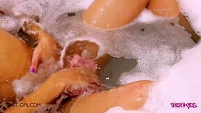 Sexy Teen Brunette Gets Intense Lesbian Massage On Sofa With Mother In Law