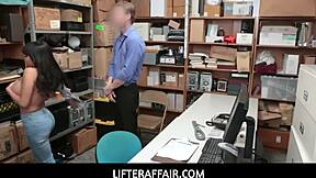 In Lifteraffair, Aryana Amatista agrees to sex with the mall cop to avoid jail.