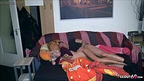 Can a skinny German teen swallow it all in homemade action?