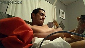 young amateur tries homemade pump on her big cock for the first time