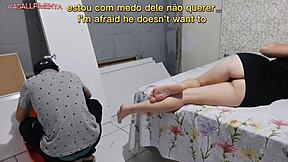 Portuguese amateur seduces repairman, pays with hot blowjob. Her tight body seals the deal.