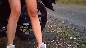 latina babe flashing big tits and pussy in public spot