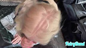 Petite shaved girlfriend squirts on sofa during rough fingering and dildo play