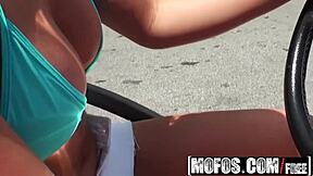 Hey, check out Lily Love dropping top in caddy threesome!