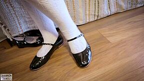 Shannon Heels rubbing clit after class in uniform