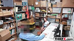 carolina sweets is ready to pay the burglar in the office with her amateur blowjob skills