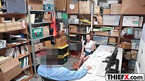 carolina sweets is ready to pay the burglar in the office with her amateur blowjob skills