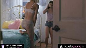 18yo Petites Jane Wilde and Jessie Saint Scissor and Ride Pussy Wildly at Night