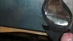 Jerking off using mom's high heels and a fake pussy.