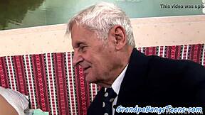 Amateur beauty doggystyled by grandpa in old and young 18+ muff diving.