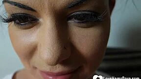 This cute teen teases with her tongue and pussy in a homemade solo video, showing close-ups of her hairless body