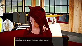 redhead teen with small tits in erotic cartoon family scene