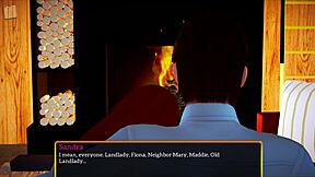 redhead teen with small tits in erotic cartoon family scene