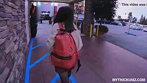 asian american teen babe on a blowjob mission in pantyhose