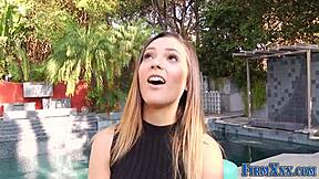 A pretty teen receives a facial in this scene