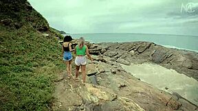 Wow, first time hardcore sex on the beach with that big ass babe!