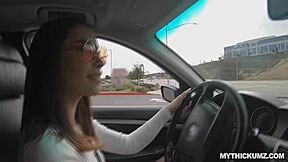 asian american teen babe on a blowjob mission in pantyhose