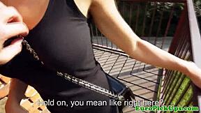 euro slut in glasses gets messy facial outdoors