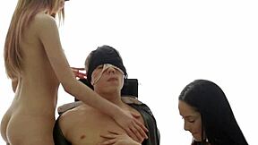 betty and erica taking over control in shaved 3some kissing blowjob piercing cumshot