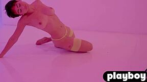 Amazing Latina teen Mia Valentine poses in lingerie showing her big ass