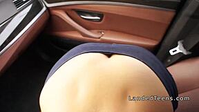 big tittied teen 18+ takes anal in the car with pov blowjob