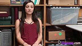 teen shoplifter caught in office uniform