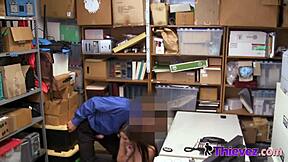 teen shoplifter caught in office uniform