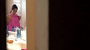 Busty Latina Gets Peeked On In Shower