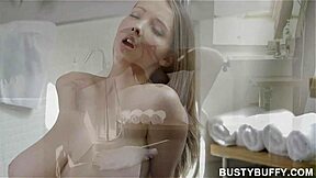 18yo busty Buffy gets naughty in bathroom! 🛁💦