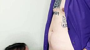 Petite teen receives cumshot in mouth during blowjob