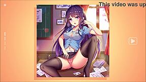 Hentai girl slowly undresses, revealing her body with intense emotions