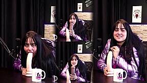 her blowjob is unforgettable, so she grabs a cock for a demo in sheer red lingerie 😘