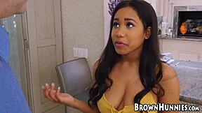 Young ebony Jenna Foxx sucks white dick before hot ride