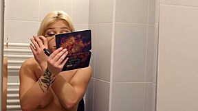 Spying On Blonde Girl Applying Makeup Naked!