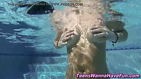 lesbian teens finger each other by the pool party 😍