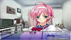 In Apartment of Love Ep 3, she's losing her virginity in this hentai game! 😍