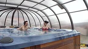 Old4K Angie Moon gets mouthful of cum from old lover