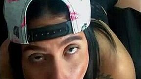 Latina teen gives big blowjob to brother on webcam