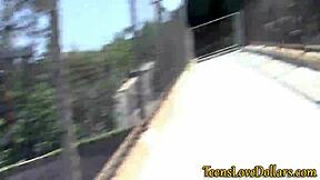 teen gets facial for pay outdoors