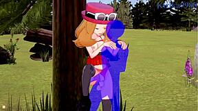 Serena和Bea Saito宝可梦Hentai激烈干