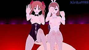 mikoto misaka and kuroko shirai in wild bunny girl 3p hentai action