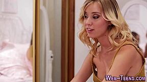 skinny teen's ass gets tongued in lesbian action