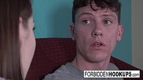 Busty brunette babe gets fucked by her step-brother 😏