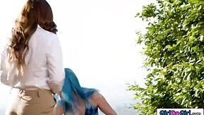 BUSTY ASIAN GETS FACESITTED OUTSIDE BY BESTIE WITH FINGERING AND MUFF DIVING