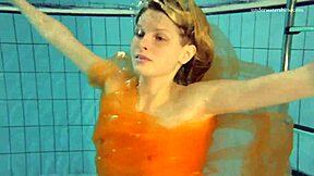 does nastya dare to strip naked and reveal her hot body in the pool?