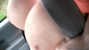 hot babe rubbin’ a cock while dude drivin’, oops caught on tape