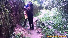 In a remote african ranch, a horny ebony maiden gets hardcore doggystyle fucking from an indian amateur.