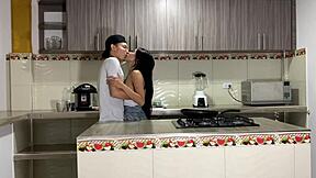 Passionate Couple Fucks In Kitchen With Huge Cumshot